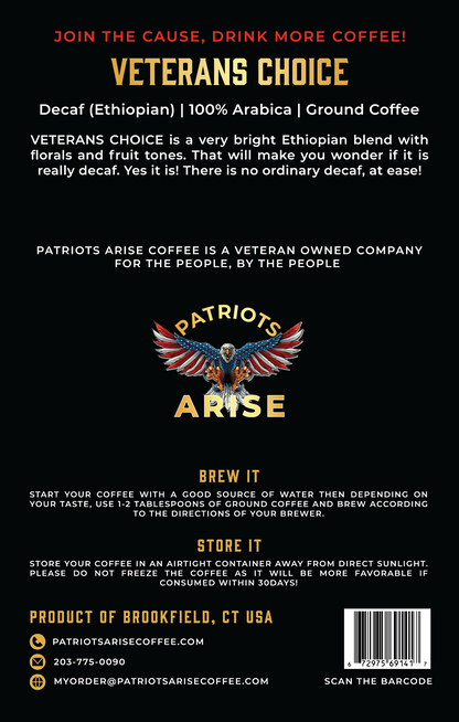 Veterans Choice Decaf (Ethiopian) | 100% Arabica | Ground Coffee
